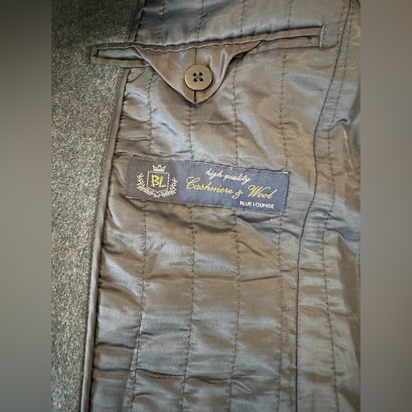 Hand Made Cashmere and Wool Men’s Blue Gray Coat Size 95 (Men Medium) - Picture 4 of 4